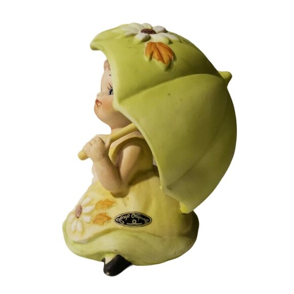 Vintage Josef Originals Happiness Is Rain Showers Girl Umbrella Puppy Figurine - Picture 2 of 8